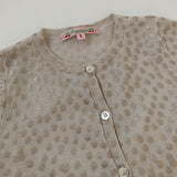 Bonpoint Cream And Gold Polka Dot Cashmere Cardigan: 4 Years