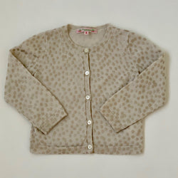 Bonpoint Cream And Gold Polka Dot Cashmere Cardigan: 4 Years