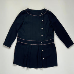 Bonpoint Black Crepe Pleated Dress: 6 Years
