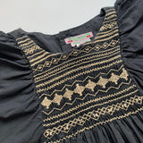 Bonpoint Grey Cotton Dress With Contrast Smocking: 6 Years