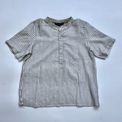 Bonpoint Stripe Collarless Short Sleeve Shirt: 8 - 10 Years
