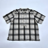 Bonpoint Check Collarless Short Sleeve Shirt: 8 - 10 Years