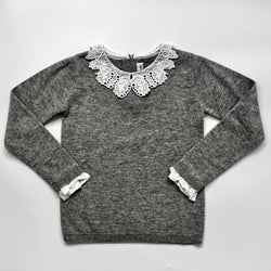 Tartine et Chocolat Grey Wool Jumper With Crochet Collar: 8 Years (Brand New)