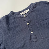 Bonpoint Blue Cheesecloth Collarless Shirt: 10 Years