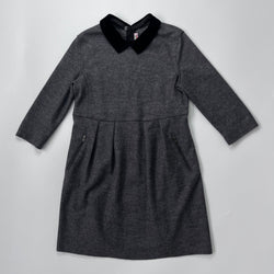 Bonpoint Grey Wool Dress With Detachable Velvet Collar: 8 Years