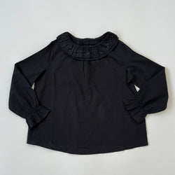 Bonpoint Dark Grey Blouse With Embroidered Collar: 8 Years (Brand New)