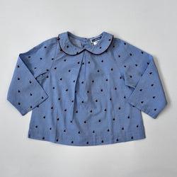 Jacadi Blue Chambray Blouse With Apple Print: 18 Months