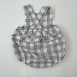 Jacadi Grey And White Check Romper: 12 Months