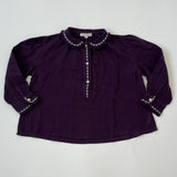 Caramel Dark Purple Brushed Cotton Folk Blouse With Embroidery: 4 Years