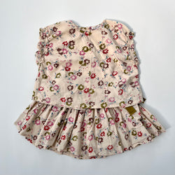 Caramel Floral Print Cotton Summer Skirt & Top: 3 Years