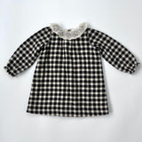 Bonpoint Black And White Check Brushed Cotton Dress With Lace Collar Second Hand Used Preloved 