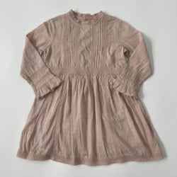 Bonpoint Dusty Pink Swiss Dot Cotton Dress With Lace Trim: 4 Years