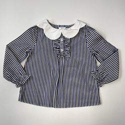Jacadi Blue Stripe Blouse With Scallop Collar: 5 Years