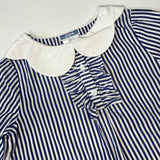 Jacadi Blue Stripe Blouse With Scallop Collar: 5 Years