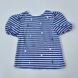 Jacadi blue and white stripe raindrop girls top second hand preloved used 
