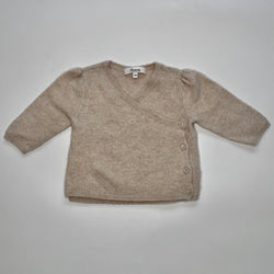 Bonpoint Oatmeal Crossover Cashmere Cardigan: 18 Months
