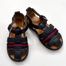 Gucci Kids Navy Sandals With Ribbon Trim: Size EU 26