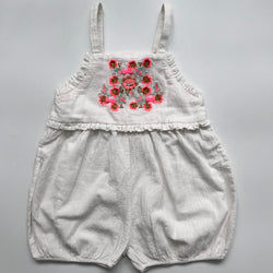 Louise Misha White Romper With Neon Embroidery: 3 Years