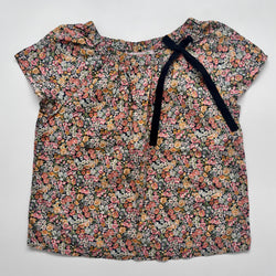 Bonpoint Chive Liberty Print Short Sleeve Blouse: 4 Years