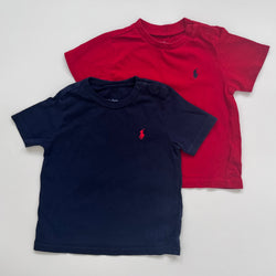 Ralph Lauren Set of Navy & Red T-Shirts: 9 Months