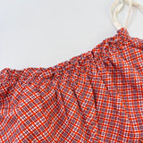 Caramel Orange Check Summer Top With Ties: 4 Years