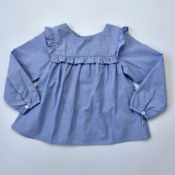 Jacadi Blue Chambray Blouse With Frill: 12 Months