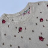 Bonpoint Rose Print Short Sleeve Cashmere Jumper: 6 Years