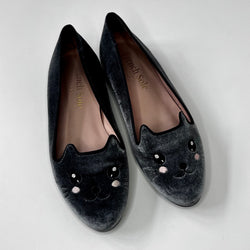 French Sole Velvet Cat Shoes: Size EU 37