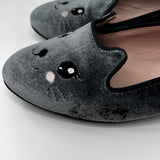 French Sole Velvet Cat Shoes: Size EU 37