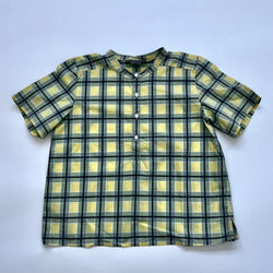 Bonpoint Short Sleeve Collarless Check Summer Shirt Second Hand Preloved Used