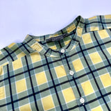 Bonpoint Check Collarless Short Sleeve Shirt: 8-10 Years