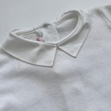 Bonpoint White Cotton Bodysuit With Collar: 6 Months