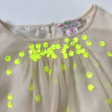 Bonpoint Cream Silk Chiffon Dress With Neon Sequins: 3 Years (Brand New)