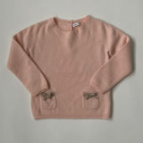 Il Gufo Pale Pink Cashmere Jumper With Bow Trim: 2 Years
