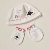 Little Marc Jacobs White Onesie With Matching Hat And Scratch Mittens