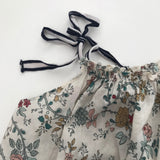 Caramel Floral Print Cotton Summer Blouse With Ties