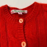 Bonpoint Red Ribbed Cashmere Cardigan: 3 Years