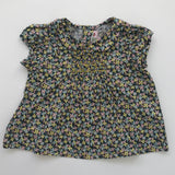 Bonpoint Liberty Print Short Sleeve Blouse With Peter Pan Collar: 12 Months