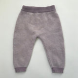 Olivier London Purple And White Stripe Cashmere Leggings: 3-6 Months