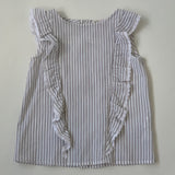 Bonpoint Blue And White Stripe Top With Lace Trim