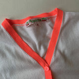 Bonpoint White Cotton Cardigan With Neon Trim: 2 Years
