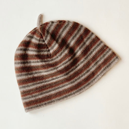 Caramel Striped Wool & Cashmere Mix Baby Hat: 3-6 Months
