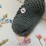 Olive Green Knitted Booties: Newborn