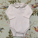 Jacadi White Bodysuit With Grey Trimmed Collar: 1 Month
