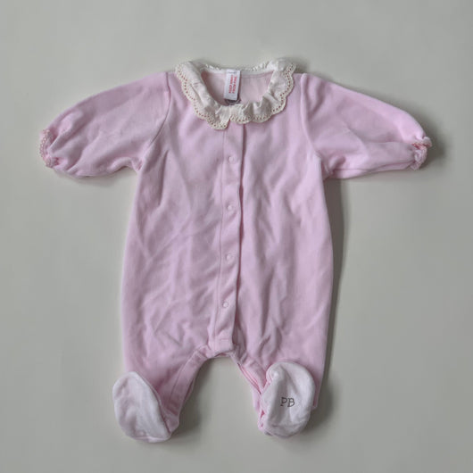 Petit Bateau Pale Pink Velour All-In-Ones :1 Month
