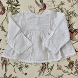 Bonpoint White Cotton Pintuck Blouse With Lace Trim: 6 Months