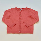 Bonpoint Coral Pink Heart Embossed Cotton Cardigan: 2 Years