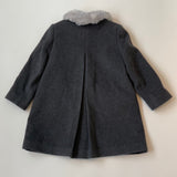Il Gufo Girls Grey Wool Cashmere Traditional Style Coat With Fur Collar secondhand used preloved  Edit alt text