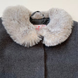 Il Gufo Girls Grey Wool Cashmere Traditional Style Coat With Fur Collar secondhand used preloved  Edit alt text