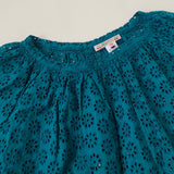 Bonpoint Teal Broderie Anglaise Blouse: 12 Years